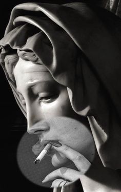 A Woman, Statue, Illustrations, Black And White, Collage, White, Beauty, Black