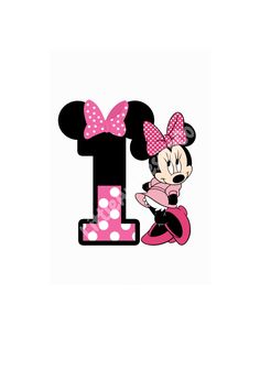 minnie mouse with the letter i in pink and black