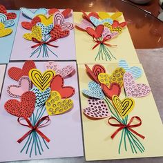 valentine's day cards with hearts on them are displayed in different shapes and sizes