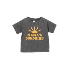 Mama's Sunshine Tee 100% Cotton Tan Relaxed Fit T-shirt For Summer, Casual Summer Tops With Logo Print, Spring Letter Print Short Sleeve T-shirt, Gray Cotton Slogan Top, Cute Cotton T-shirt With Name Print, Summer Cotton Tops With Name Print, Summer Cotton Top With Name Print, Cotton Top With Name Print For Summer, Summer Basic Shirt With Graphic Print