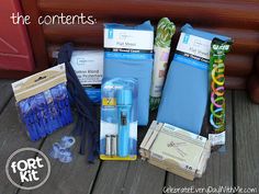 the contents of an emergency kit laid out on a wooden deck with text that reads, what's in the contents?