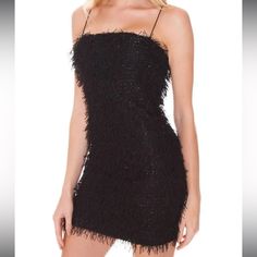 Get Ready To Hit The Club With This Stunning Black Glitter Fringe Tinsel Bodycon Spaghetti Strap Dress From Forever 21 In Size M. The Square Neckline And Strappy Sleeves Give Off A Sexy Yet Elegant Vibe, Perfect For A Party Or Cocktail Occasion. The Dress Is Made With Stretchy Polyester Material For A Comfortable And Flattering Fit. The Dress Features Accents Of Glitter And Fringe, Adding A Touch Of Glam To Your Outfit. The Dress Length Is Short, Making It Suitable For Any Season - Winter, Summe Glitter Mini Dress With Spaghetti Straps For Night Out, Winter Party Dresses With Spaghetti Straps, Glamorous Mini Dress With Spaghetti Straps For Holiday Party, Forever 21 Spaghetti Straps Mini Dress For Night Out, Forever 21 Mini Dress For Party Season, Forever 21 Spaghetti Strap Dress For Party, Glamorous Sequin Mini Dress By Forever 21, Glamorous Sequin Dress By Forever 21, Glamorous Mini Dress By Forever 21