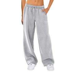 PRICES MAY VARY. ✔Quality Material: Women's sweatpants, 95% polyester + 5% spandex, skin-friendly fabric, soft and elastic texture, thickening, super warm, comfortable to wear all year round, women and teenage girls. ✔Features: Women's straight leg sweatpants, sports casual pants, elastic, solid color, low mid-high waist, loose, deep pockets on both sides and two back pockets, drawstring high waist design, women's trousers, women's casual sweatpants, casual style, simple and stylish women's long Wide Leg Joggers, Aesthetic Dream, Clothes Wishlist, Lounge Pants Womens, Baggy Sweatpants, Amazon Clothes, Wide Leg Sweatpants, Casual Sweatpants, Loose Trousers