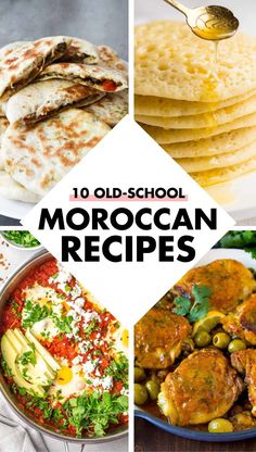 Collage pin image for authentic Moroccan food. It shows two images up top and two images down below. In the middle is a white diamond shape with a title inside. The title reads, "10 Old-School Moroccan Recipes." Moroccan Recipes Authentic, Middle Eastern Recipes Arabic Food, Moroccan Chicken Recipe, Tagine Cooking, Healthy Food Recipe, Moroccan Vegetables, Food Bucket List, Morocco Food, Moroccan Recipes