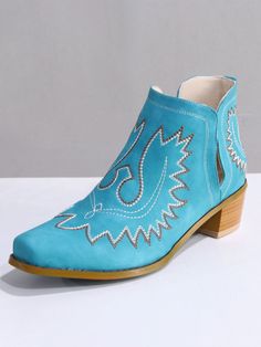 Retro Ethnic Embroidered Ankle Boots Embroidered Closed Toe Summer Boots, Spring Festival Boots With Flat Heel, Flat Heel Boots For Spring Festival, Bohemian Closed Toe Boots For Spring, Spring Bohemian Ankle-high Boots, Casual Festival Boots With Pointed Toe, Summer Bohemian Boots With Pointed Toe, Casual Pointed Toe Boots For Festival, Chelsea Boots Heel