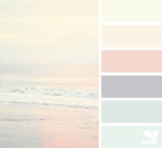 a woman walking on the beach with her surfboard in hand and color swatches