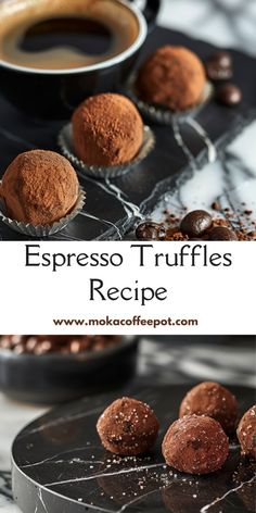 espresso truffles recipe with coffee in the background