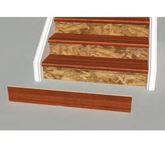 the stair treads are made from wood and have been installed on top of each other