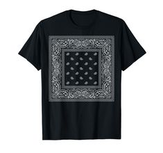 PRICES MAY VARY. Black or dark bandanna design for those who love western, hip-hop or gang related fashion. Finish your street, rap, thug or cowboy style with this cool black or dark merch with bandana pattern. Lightweight, Classic fit, Double-needle sleeve and bottom hem Streetwear Cotton Tops With Bandana Print, Casual Bandana Print Tops For Streetwear, Cotton Bandana Print Top For Streetwear, Cotton Top With Bandana Print For Streetwear, Black Graphic Tee For Festival, Black Graphic Tee For Festivals, Black Screen Print Tops For Festival, Black Grunge Festival T-shirt, Black Grunge T-shirt For Festival