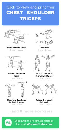 an exercise poster with exercises for chest and shoulder