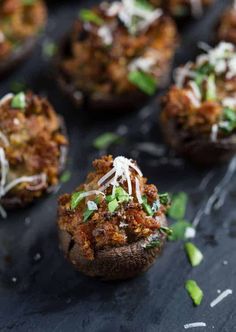 baked stuffed mushrooms with cheese and parmesan sprinkles