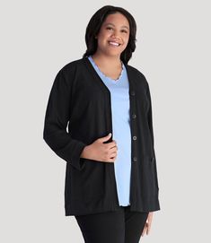 Model Cotton Blazer With Pockets For Layering, Classic Cotton Outerwear For Layering, Classic Cotton Outerwear For Loungewear, Plus Size Jacket, Plus Size Jackets, Wardrobe Upgrade, Tank Top Bras, Stylish Plus, Plus Size Activewear