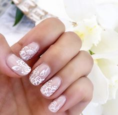 wedding nails, wedding, bridal nails, bridal nails designs, wedding nails for bride, wedding nail design Wedding Gel Nails, Vintage Wedding Nails, Bridal Shower Nails, Shower Nails