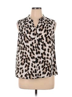 Calvin Klein Sleeveless Blouse Size: X-Large Tops - used. 100% POLYESTER, Animal Print | Calvin Klein Sleeveless Blouse: Ivory Animal Print Tops - Size X-Large Calvin Klein Beige And Ivory Print Blouse, Calvin Klein Sleevless Animal Print, Sleeveless Blouse, Calvin Klein, Sleeveless Top, Animal Print, Women Handbags, Womens Tops, Clothes