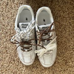 New With Tags And Box, All The Accessories Intact. Never Worn, Brand New. Size It 38.5, Us 8-8.5. Miu Miu New Balance, Miu Miu Sneakers, Miu Miu Flats, Neutral Shoes, Quoi Porter, Miu Miu Shoes, Leather Sneakers, Womens Shoes Sneakers, Miu Miu