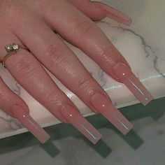 24pcs/Set Long Square Elegant And Simple French Style Solid Color False Nails With Light Pink Color Baby Pink Simple French Style, Long Square Nails, Tapered Square Nails, Long Press On Nails, Milky Nails, Simple Acrylic Nails, Long Square Acrylic Nails, Nail Forms, Pink Acrylic Nails