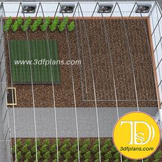 an aerial view of a vegetable garden in a building