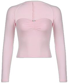 Y2k High Stretch Fall Tops, Y2k High Stretch Tops For Fall, High Stretch Y2k Tops For Fall, Y2k Style Solid Stretch Tops, Y2k Solid Color Long Sleeve Tops, Casual High Stretch Long Sleeve Top For Spring, Trendy High-stretch Long Sleeve Top For Spring, Casual High-stretch Long Sleeve Top For Spring, Fitted Pink Tops With Thumbholes