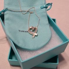 925Comes with Tiffany pouch and box as shown Luxury Stamped 925 Necklace As A Gift, Silver Heart Necklace With Gift Box, Luxury Silver Jewelry With Gift Box, Loving Heart, Station Necklace, Tiffany & Co., 925 Sterling Silver, Pouch, Sterling Silver