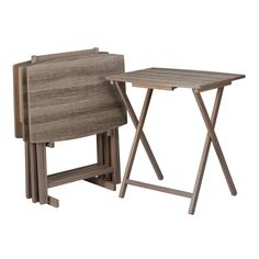 two wooden folding chairs next to each other