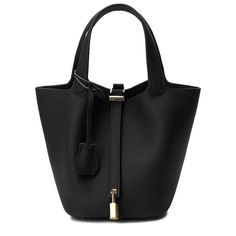 Price As Marked Color/Material: Black Leather Design Details: Gold-Tone Hardware, Lock & Key Decor Measures 8in Wide X 7.5in High X 5.5in Deep Top Handles Drop4in Lock Closure Protective Feet At Bottom Imported Please Note: All Measurements Were Taken By Hand And Are Approximate; Slight Variations May Occur. Black Leather Bucket Bag With Gold-tone Hardware, Black Bucket Bag With Gold-tone Hardware, Black Bucket Satchel With Gold-tone Hardware, Black Leather Bucket Bag With Handles, Key Decor, Soft Leather Hobo Bag, Paris Black And White, Suede Handbags, Leather Hobo Bag