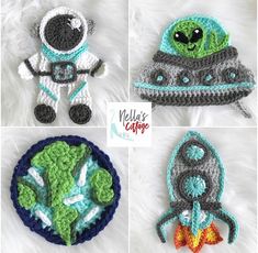 crocheted alien hats for babies and toddlers to wear on the gourmet