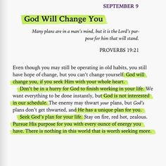 an open book with the words god will change you