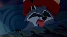 an animated image of a raccoon with its mouth open