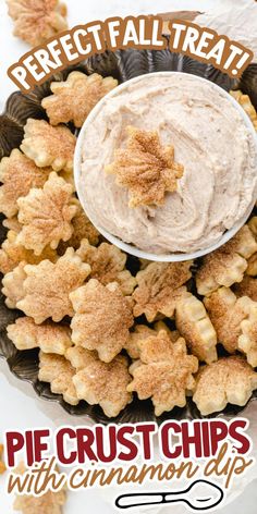 Pie Crust Chips with Cinnamon Dip Pie Chips, Cinnamon Dip, Pie Crust Chips, Pie And Chips, Leftover Pie Crust, Leftover Pie, Crispy Chips, Fall Snacks, Creamy Dip