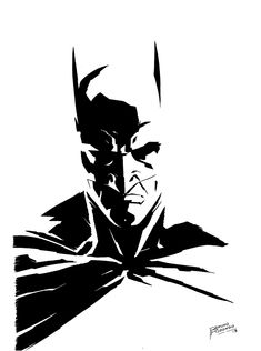 the silhouette of batman in black and white with his shadow on it's face