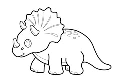 a cartoon dinosaur that is outlined in black and white