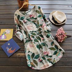 Get this with $22.99/quick free shipping. It is time for peony bloom! This floral print dress with adjustable sleeve&side pockets will radiate vigor of your world! Loose Short Dress, Mode Tips, Floral Dress Casual, Bohol, Outfit Trends, Vestido Casual, Maxi Skirts, Mode Inspiration