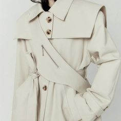 Long Beige Coat, Beige Trench Coat, Beige Coat, Coat For Women, Stylish Coat, Detachable Collar, Long Trench, Sailor Collar, Long Trench Coat