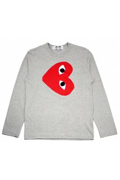 Men's Sideways Heart LS Tshirt T-shirts COMME des GARÇONS PLAY Logo L, Play Comme Des Garcons, Sweater Trends, Comme Des Garcons Play, Home T Shirts, Japan Fashion, Stylish Sneakers, Comme Des Garcons, Red Heart