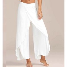 Season:Spring   Fall,Summer; Fabric:Polyester; Gender:Women's; Style:Basic,Casual / Sporty; Elasticity:Stretchy; Occasion:Daily,Casual,Yoga; Details:Without Lining; Fit Type:Loose Fit; Waistline:Mid Waist; Pattern:Solid Color; Design:Split,Baggy,Ruffle,Layered; Pants Type:Pants Trousers,Culottes Wide Leg,Wide Leg,Chinos,Baggy Pants; Fly Type:Elasticity; Front page:FF; Hips:null; Length:; Waist:; Fit US Size:; Fit UK Size:; Fit EU Size: Pants Cream, Wide Leg Yoga Pants, Side Pants, Robes Vintage, Leggings Nike, Patches Fashion, Stylish Pants, Colored Pants, Pantalon Large