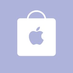 an apple bag with the logo on it, in front of a light blue background