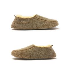 Strut in style with these super soft men's sherpa slippers from our partners at Oooh Geez! Slippers. Stay warm & look great with your new tan sherpa slippers. Wear them around the house or out and about thanks to the non-skid rubber bottom. Pick up a pair today! Info Style: Fashion slipper with non-skid rubber bottom sole. Size: Medium fits men's U.S. shoe size 9-10. Large fits men's U.S. shoe size 11-12. Material: 100% super soft Faux Sherpa Care: Machine wash cold with no bleach and hang to dr Mens Sherpa, Designer Slippers, Fashion Slippers, Fuzzy Slippers, Sock Animals, Funny Socks, Bob Ross, Novelty Socks, House Shoes