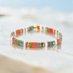 BEACH BUM - Tila Bead Bracelet | Single Tila Bead Bracelets, Tila Bracelets, Tila Beads, Large Bracelet, Bracelet Kits, Boho Bracelet, Mens Leather Bracelet, Minimalist Bracelet, Delica Beads