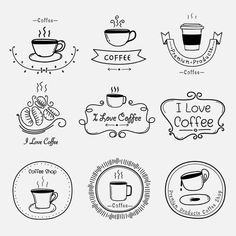 coffee badges and emblems for various types of coffee shops, cafes and restaurants