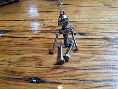 Unisex Robot Keychain / Hardware / Steampunk / Found Object / | Etsy Robot Keychain, Steampunk Mixed Media Art, Industrial Accessories, Steampunk Robot, Steampunk Mixed Media, Aluminum Can Crafts, Found Object Jewelry, Hardware Jewelry, Retro Robot