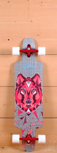 a skateboard with an image of a bear on it