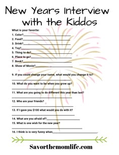 New Years Interview For Kids, Nye Kids, Kids Nye, Noon Years Eve, New Years Kids, New Years With Kids, Nye Ideas, Family New Years Eve, New Years Eve Traditions