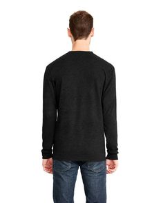 Unisex Sueded Long-Sleeve Crew - BLACK - XS | Next Level Sueded Long-Sleeve Crew T-Shirt in Black Size XS | Cotton/Polyester Blend Cozy Pullover, Home T Shirts, Crew Shirt, Black Xs, Pocket Tshirt, Next Level, Long Sleeve Tshirt Men, Men Sweater, Size Medium