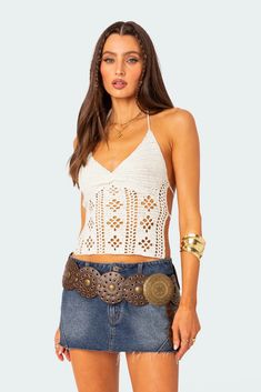 Jada Open Back Crochet Top – edikted Open Back Crochet Top, Cochella Outfits, Visionary Fashion, Festival Tops, Crochet Tops, Cropped Tube Top, Asymmetrical Tops, Casual Tops For Women, Festival Outfit