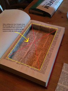 an open book sitting on top of a wooden table