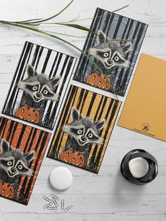 Happy Raccoon, Cute Halloween Cards, Raccoon Halloween, Halloween Greeting Cards, Wide Eyes, Halloween Greeting Card, Halloween Greetings