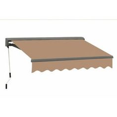 a tan awning with black poles on it