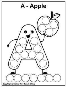 the letter a is for apple coloring page