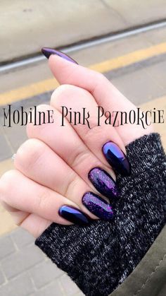 Purple And Black Nail Ideas, Purple Chrome Nails, Different Color Nails, Pedicure Designs Toenails, Nails Collection, November Nails, Beauty Nails Design