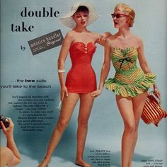 Vintage Bathing Suits, Vintage Swim, Vintage Swimsuit, Fashion 1950s, Vintage Swimwear, Vintage Swimsuits, Double Take, Moda Vintage, Vintage Lingerie